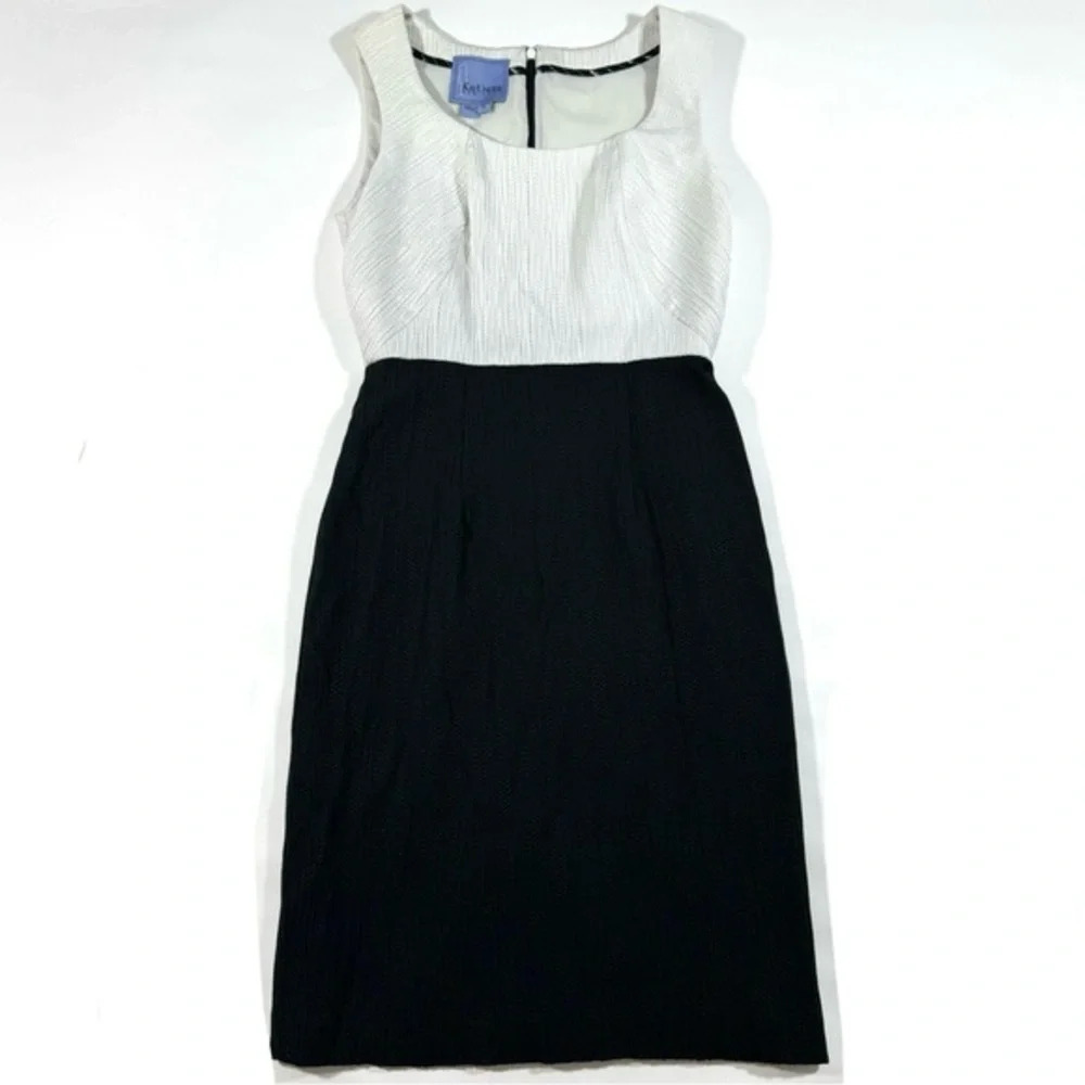 Kay Unger Sheath Dress Black White Textured Sleeveless Size 4